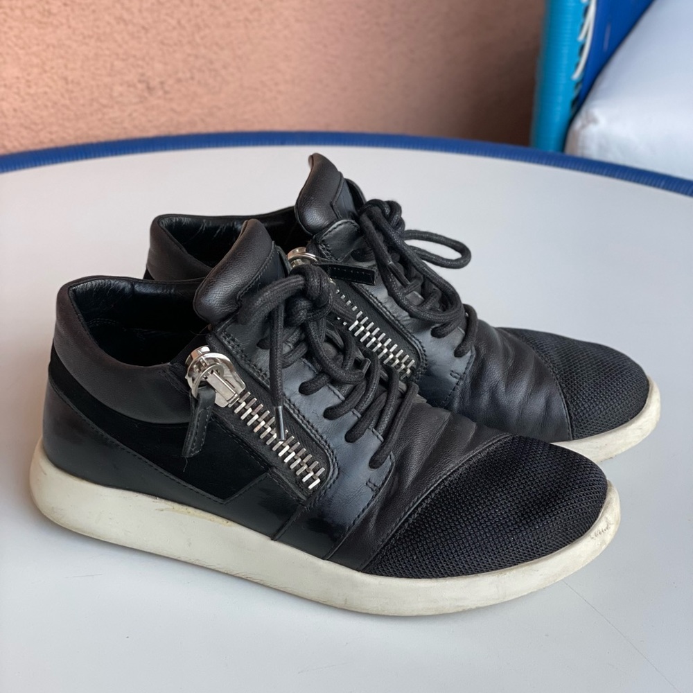 Giuseppe Zanotti Black leather/fabric Sneaker with zippers